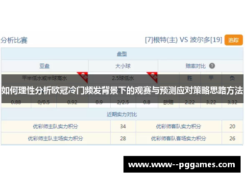 如何理性分析欧冠冷门频发背景下的观赛与预测应对策略思路方法